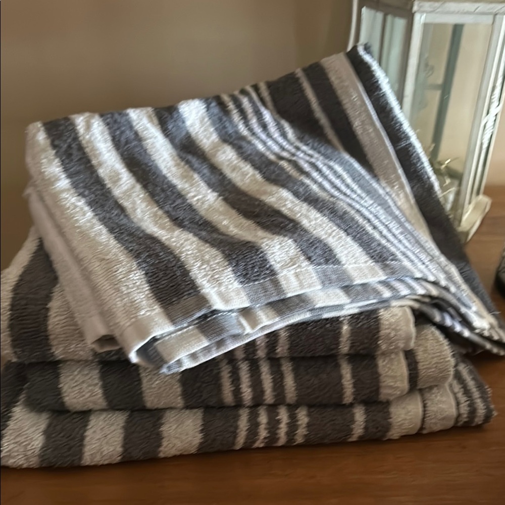 Striped Gray and White Towels